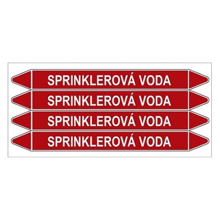 Značení potrubí, sprinklerová voda,4 ks, 250 × 26 mm